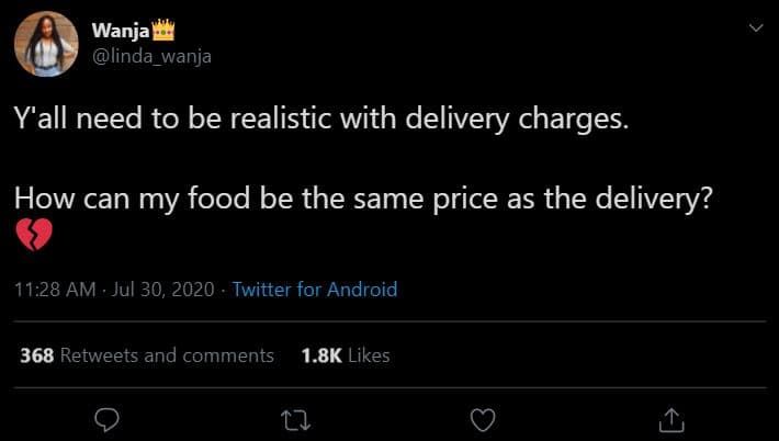 Wanja linda_wanja y'all need to be realistic with delivery charges. how can my f