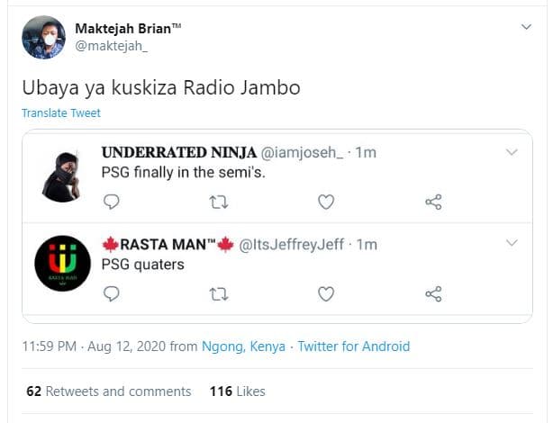 Maktejah brian maktejah_ ubaya ya kuskiza radio jambo translate tweet underrated