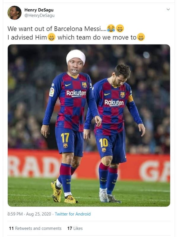 Henry desagu henrydesagu we want out of barcelona messi. advised him which team