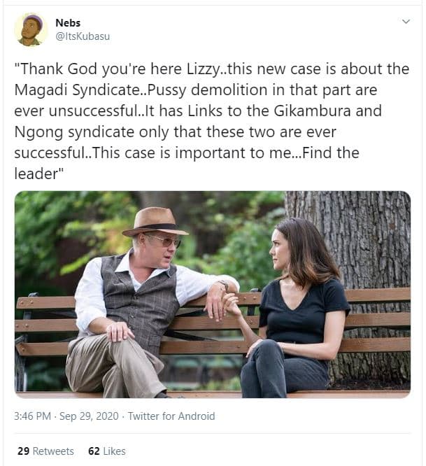 Nebs itskubasu thank god you're here lizzy.this new case is about the magadi syn