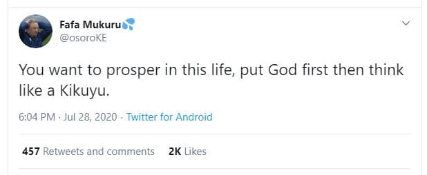 Fafa mukuru osoroke you want to prosper in this life put god first then think li