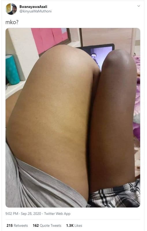 Bwanayawaasali kinyuawamuthoni mko? 9.02 pm , sep 28, twitter web app 215 retwve
