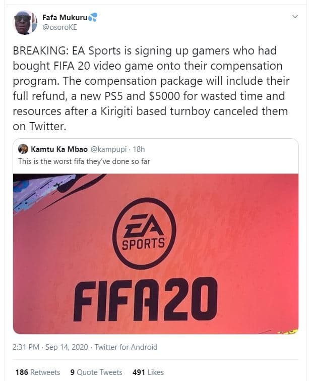 Fafa mukuru osoroke breaking ea sports is signing up gamers who had bought fifa