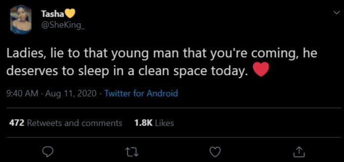 Tasha sheking _ ladies lie to that young man that you're coming he deserves to s