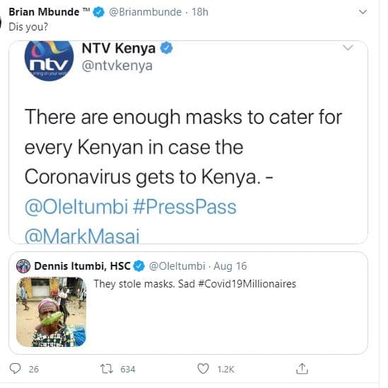 Brian mbunde brianmbunde 18h dis you? ntv kenya nt ntvkenya there are enough mas