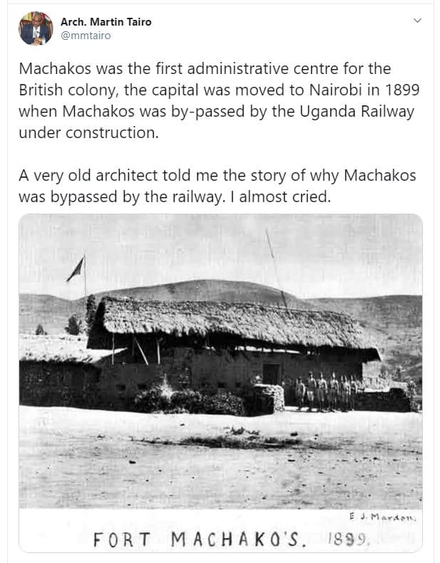 Arch martin tairo mmtairo machakos was the first administrative centre for the b