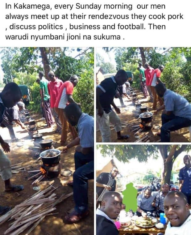 In kakamega, every sunday morning our men always meet up at their rendezvous the