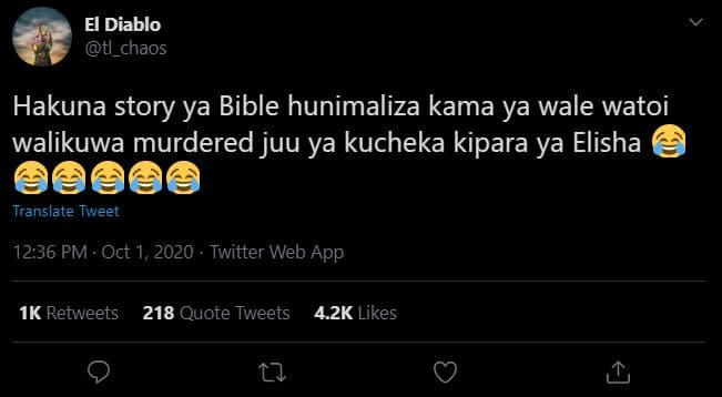 El diablo ti_chaos hakuna story ya bible hunimaliza kama ya wale watoi walikuwa