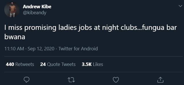 Andrew kibe kibeandy miss promising ladies jobs at night clubs_fungua bar bwana