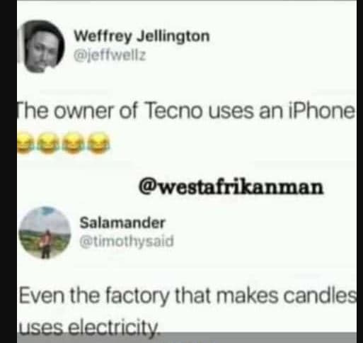 Weltrey jellington lettwellz he owner of tecno uses an iphone westafrikanman sal