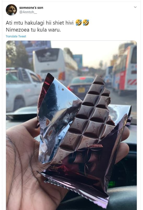 Someone son anntoh ati mtu hakulagi hii shiet hivi 2 nimezoea tu kula waru. tran