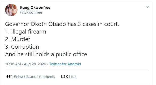 Kung okwonfree okwonfree governor okoth obado has 3 cases in court. 1. illegal f