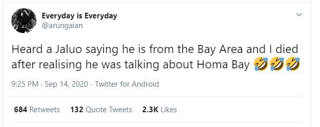 Everyday is everyday arungaian heard a jaluo saying he is from the bay area and