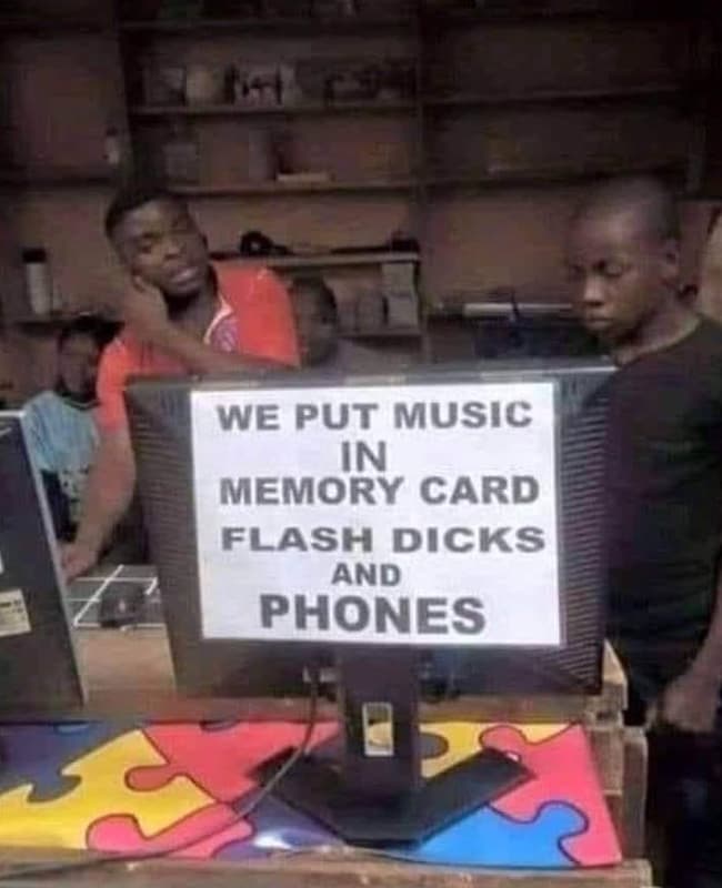 We put music in memory card flash dicks and phones