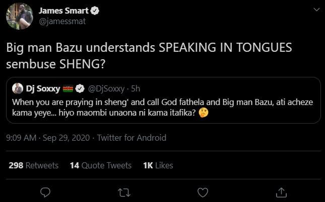 James smart 0 jamessmat big man bazu understands speaking in tongues sembuse she