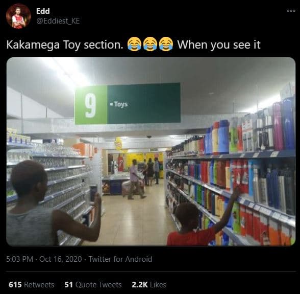 Edd eddiest_ke kakamega toy section when you see it 9 toys 5.03 pm oct 16, twitt