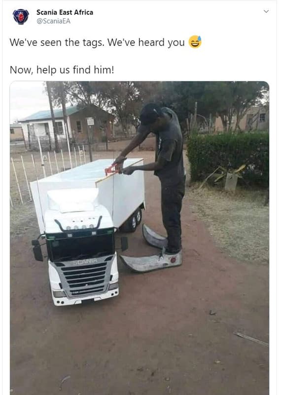 Scania east africa scaniaea we've seen the tags. we've heard you now help us fin