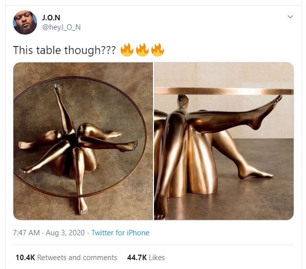 Jon heyj_o_n this table though??? ee 7,47 am . aug 3, twitter for iphone 10.4k r