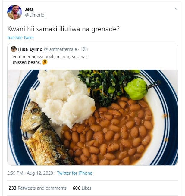 Jefa limorio_ kwani hii samaki iliuliwa na grenade? translate tweet hika_lyimo i