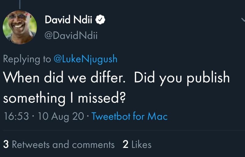 David ndii davidndii replying t0 lukenjugush when did we differ. did you publish
