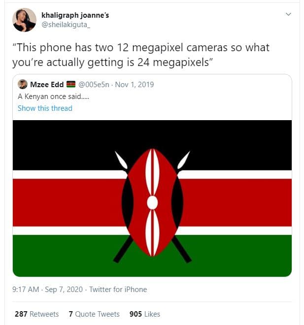 Khaligraph joanne's sheilakiguta this phone has two 12 megapixel cameras so what