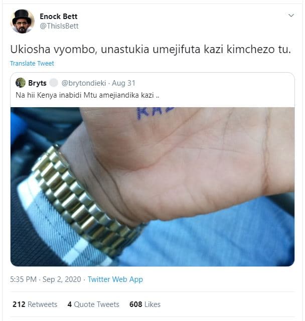 Enock bett thislsbett ukiosha vyombo unastukia umejifuta kazi kimchezo tu. trans