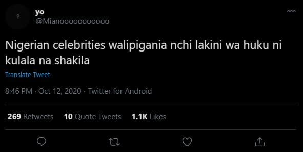 Yo mianooooooooooo nigerian celebrities walipigania nchi lakini wa huku ni kulal