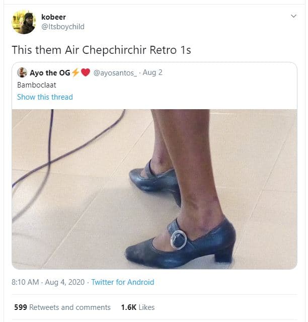 Kobeer itsboychild this them air chepchirchir retro 1s ayo the og bamboclaat sho