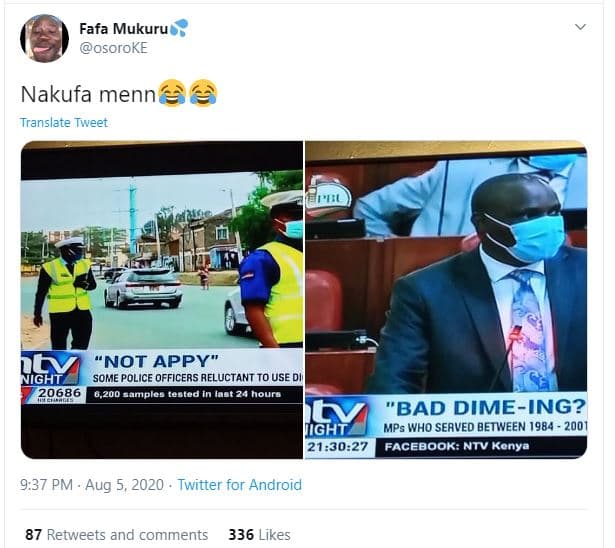 Fafa mukuru osoroke nakufa mennee translate tweet not appy vigh some police offi