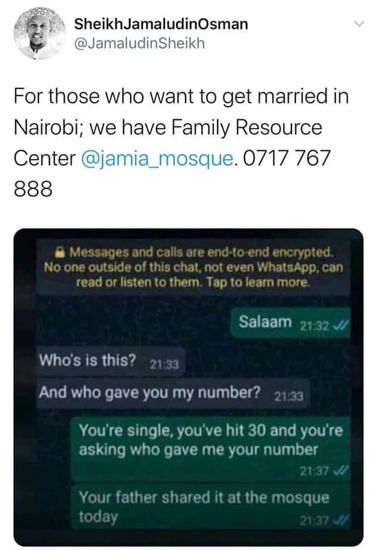 Sheikhjamaludinosman jamaludinsheikh for those who want to get married in nairob