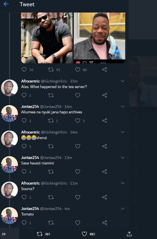 Tweet 0 10 l 53 afrocentric gichingirieric ' 15m alas. what happened to the tea