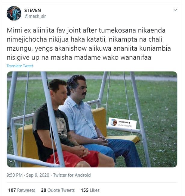 Steven mash_sir mimi ex aliiniita fav joint after tumekosana nikaenda nimejichoc