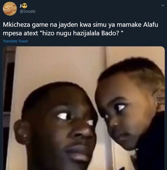 Jooels mkicheza game na jayden kwa simu ya mamake alafu mpesa atext hizo nugu ha