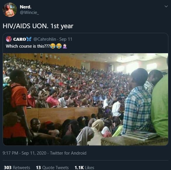 Nerd. wincie hivaids uon. ist year caro cahrohlin . sep 11 which course is this?