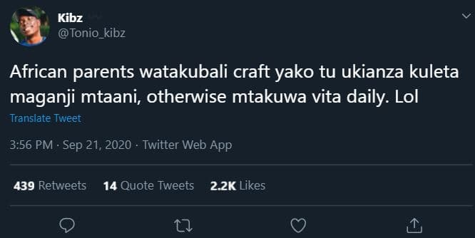 Kibz tonio _kibz african parents watakubali craft yako tu ukianza kuleta maganji