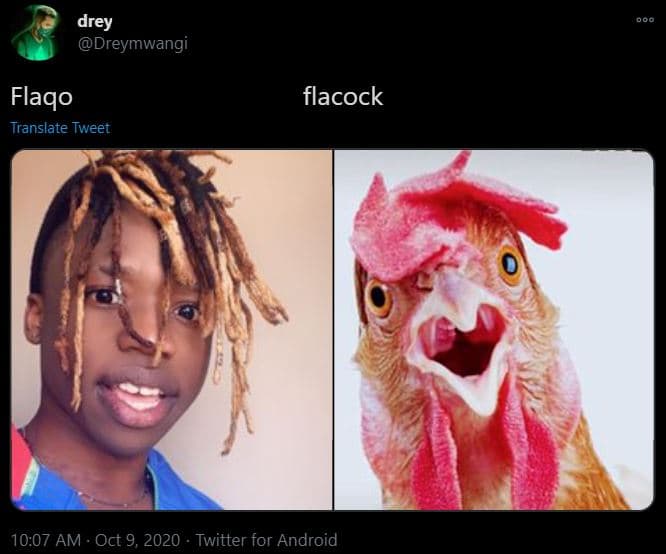 Drey dreymwangi flacock flaqo translate tweet 10.07 am oct 9, twitter for androi