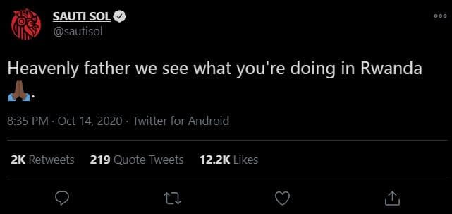 Sautlsol sautisol heavenly father we see what you're doing in rwanda 8.35 pm . o