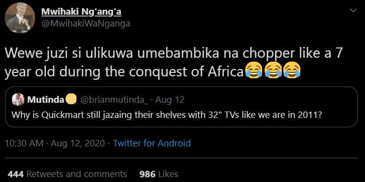 Mwihaki ng'ang'a mwihakiwanganga wewe juzi si ulikuwa umebambika na chopper like