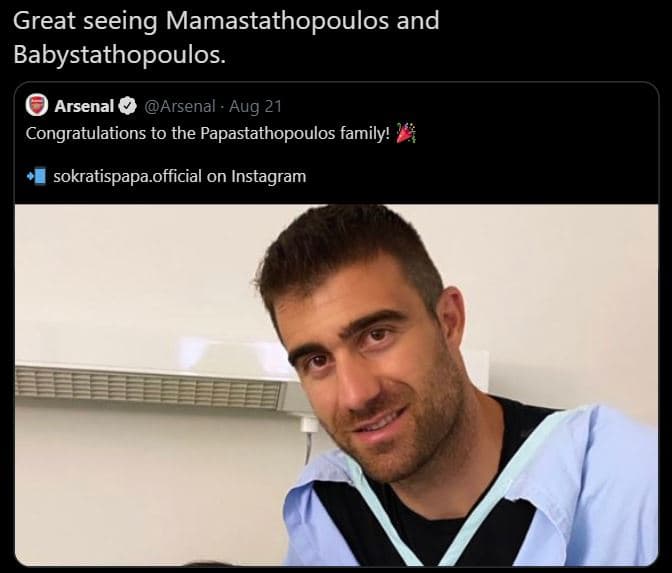 Great seeing mamastathopoulos and babystathopoulos. arsenal arsenal aug 21 congr