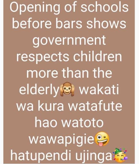 Opening of schools before bars shows government respects children more than the