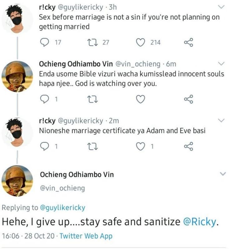 R!cky guylikericky 3h sex before marriage is not a sin if you're not planning on