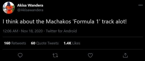 Akisa wandera akisawandera think about the machakos 'formula 1 track alot! 12.06