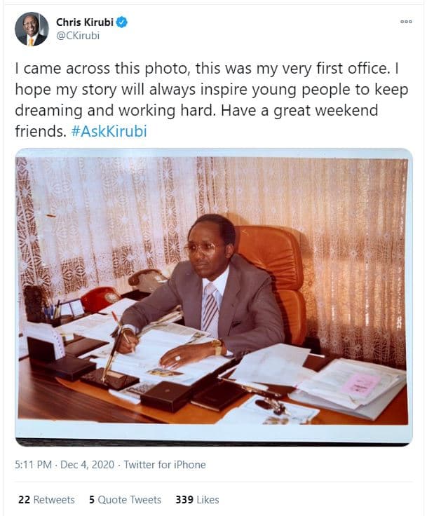 Chris kirubi ckirubi came across this photo this was my very first office. hope