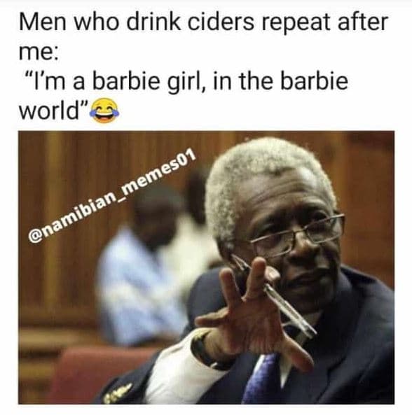 Men who drink ciders repeat after me im a barbie girl, in the barbie world memes