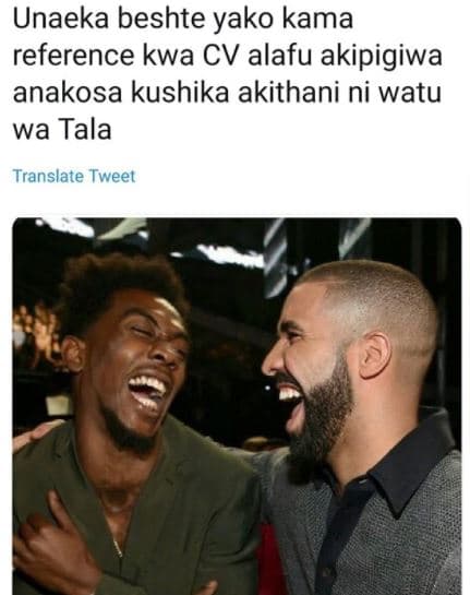 Unaeka beshte yako kama reference kwa cv alafu akipigiwa anakosa kushika akithan