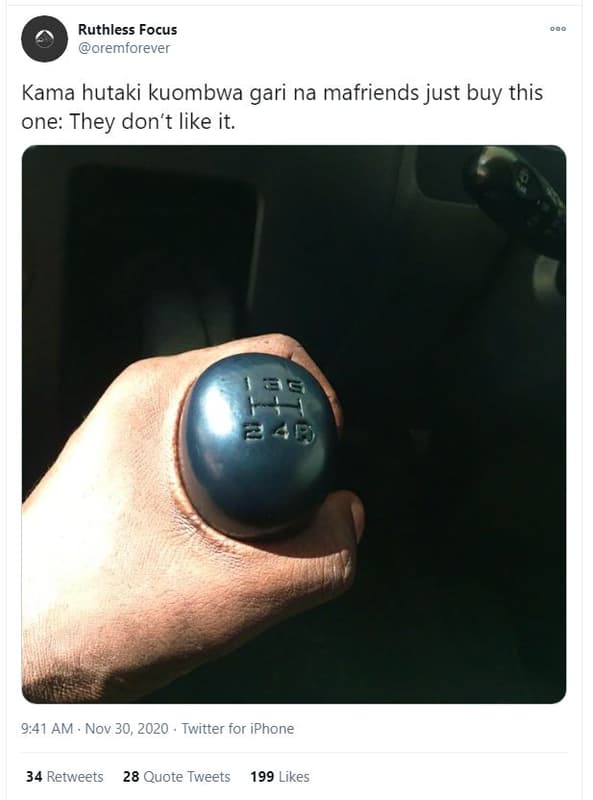 Ruthless focus oremforever kama hutaki kuombwa gari na mafriends just buy this o