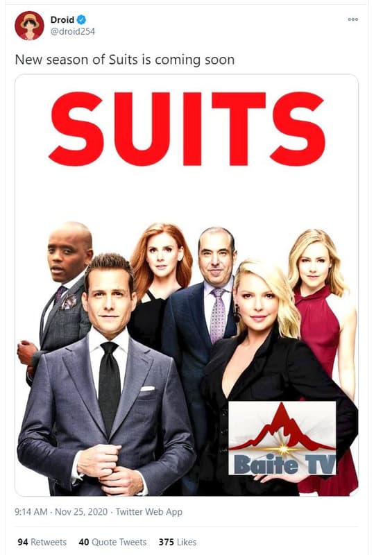 Droid droid254 new season of suits is coming soon suits eqite 1 9,14 am nov 25,