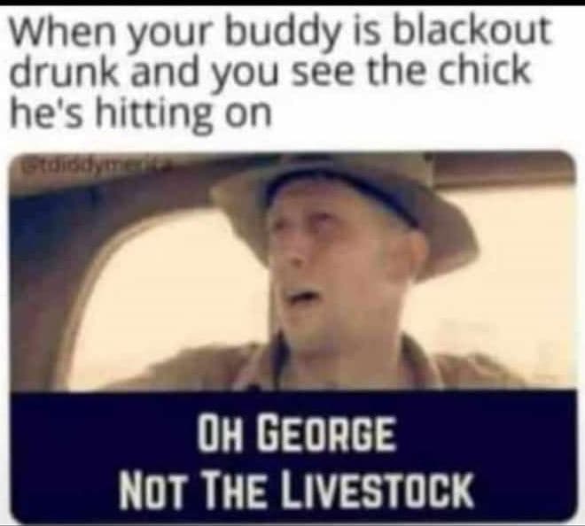 When your buddy is blackout drunk and you see the chick he's hitting on ginieo o