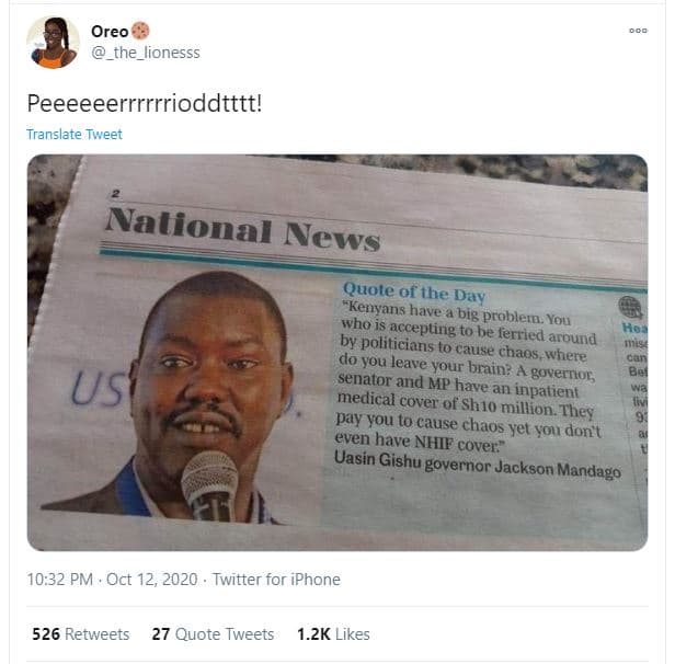 Oreo the_lionesss peeeeeerrrrrrioddtttt! translate tweet nalional news quote of