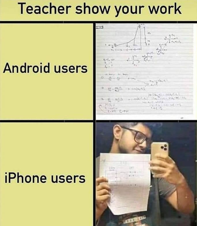 Teacher show your work android users iphone users